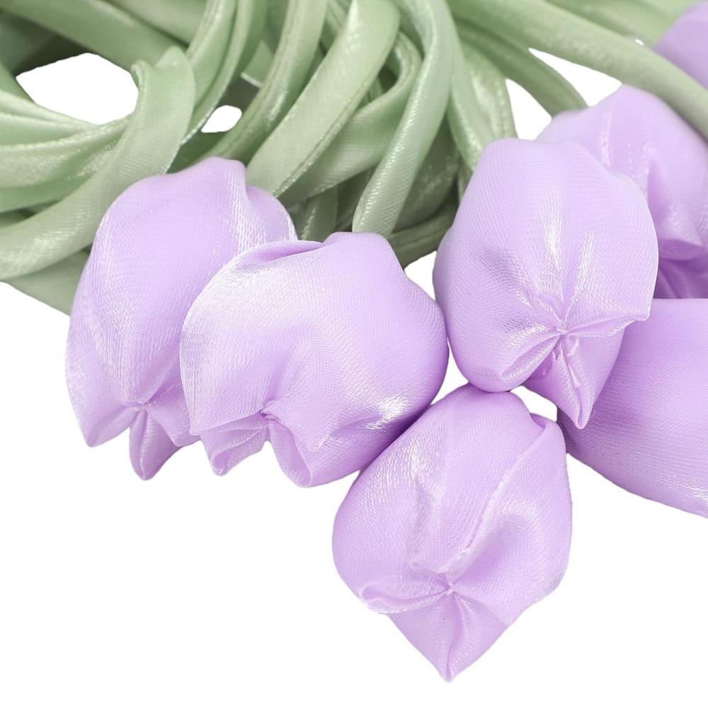 10Pcs Purple Curtain Tiebacks Polyester Hair Ties Elegant Tulip Flower Tassel For Women