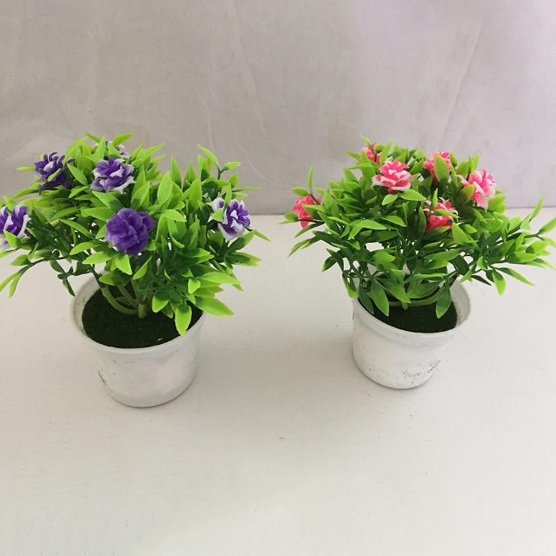 Add Color To Your Life Plastic Rose Mini Potted Plant Bonsai Home Decor