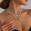 Artistic Irregular Heart Star Imitation Pearls Alloy Necklace Multi Layer Neckchain For Unique Fashion Accessories