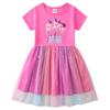 Vestito Corto a Maniche Corte Kpop Demon Slayer con Paillettes Arcobaleno e Rete – Primavera, Estate, Autunno