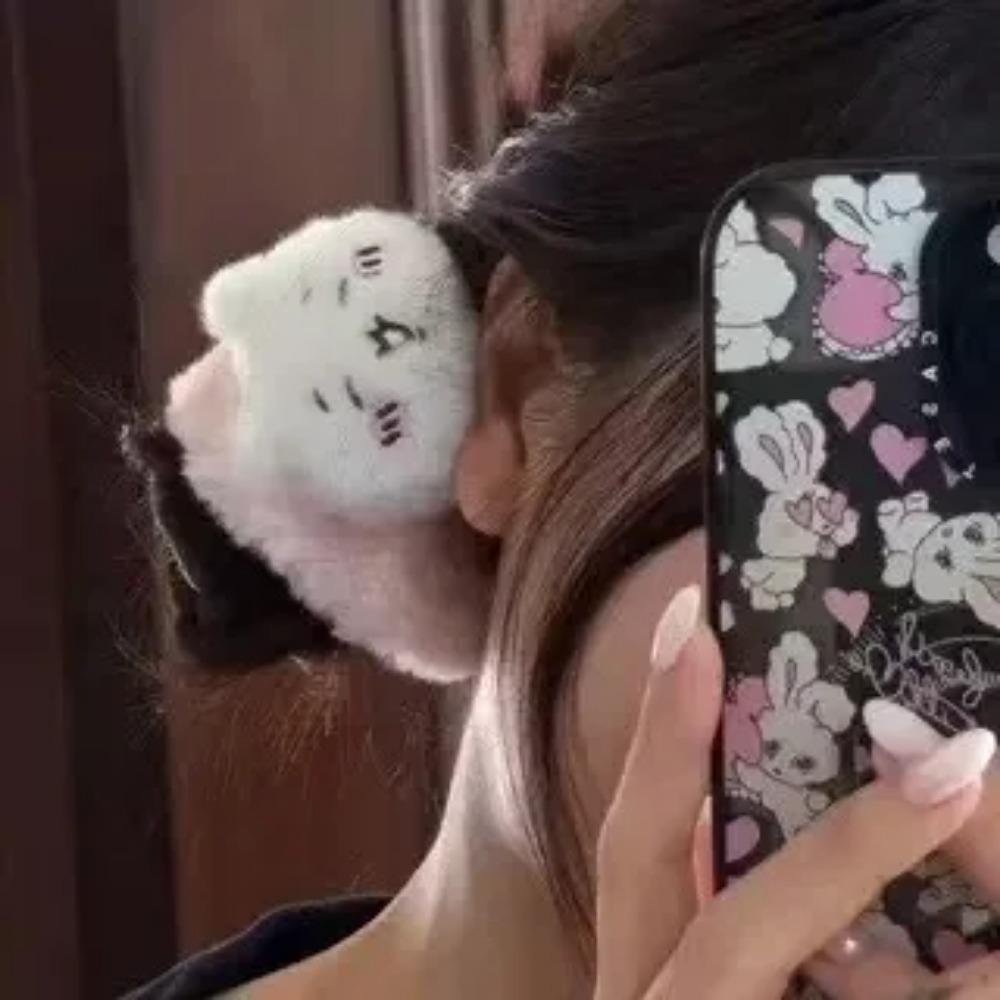 Chiikawa Peluş Saç Tokası Sevimli Karikatür At Kuyruğu Tutucu Kawaii Küçük Sekiz Saç Lastiği Kızlar İçin Tatlı Günlük Saç Aksesuarları
