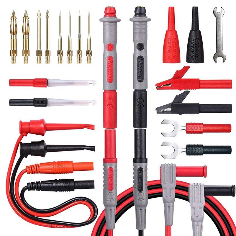 Easy Use Multimeter Leads Kit-23 PCS, Professional Quality With Test Probes, Alligator Clips& Hooks- Upgraded Replacement Set