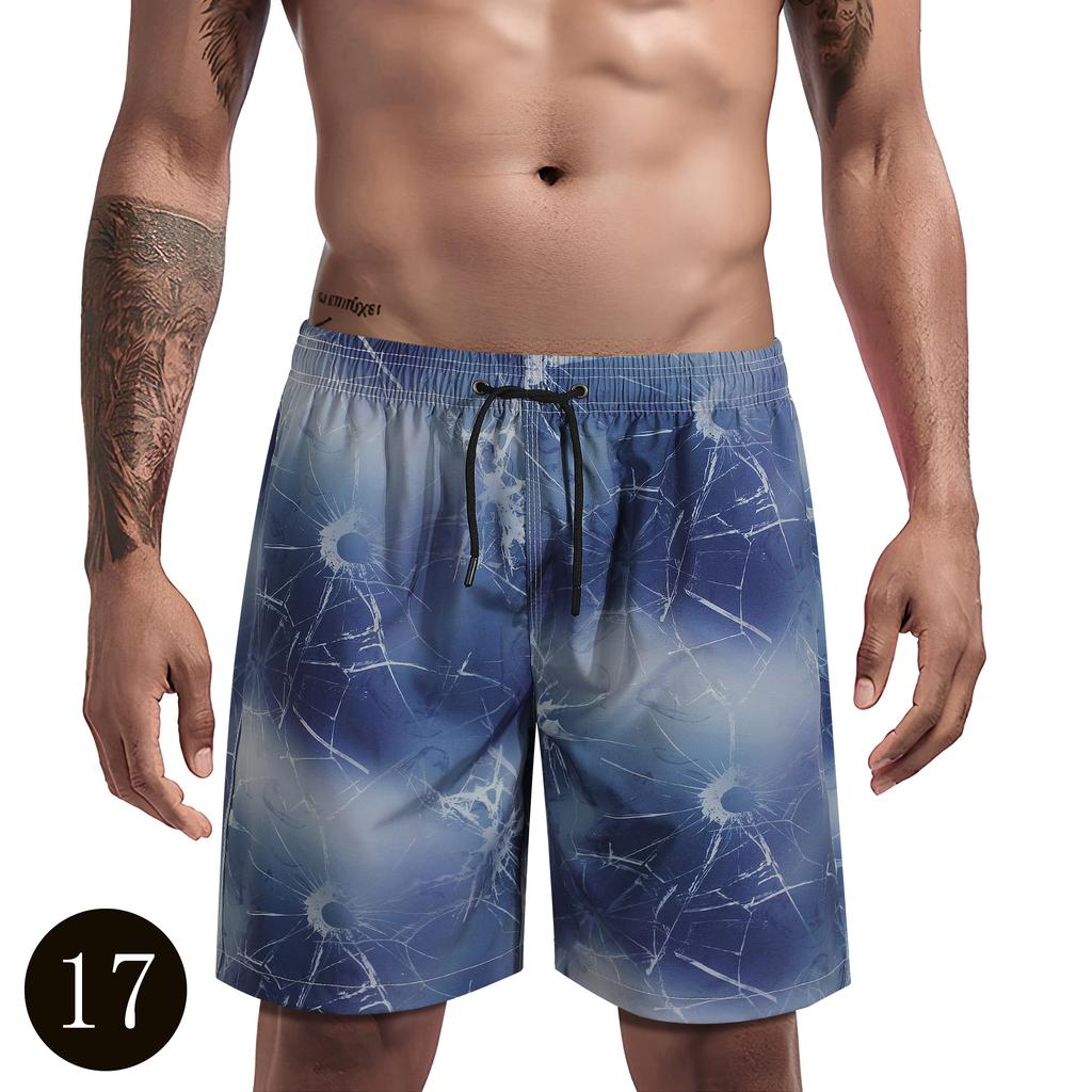 Men's casual shorts, men's shorts 2025 model, featuring tree branch and leaf patterns
