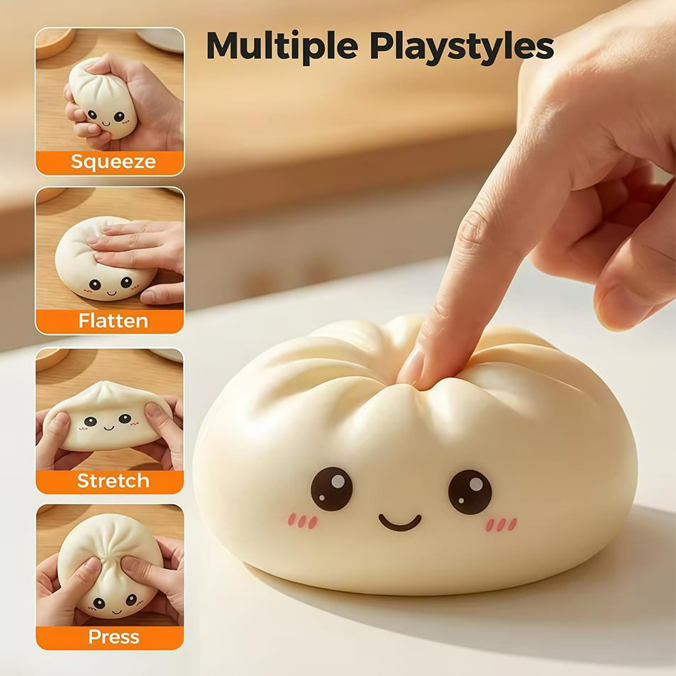2026 New Cute Baozi Squishy Toy Stress Relief Steamed Bun Squeeze Toy with Bamboo Steamer Box Slow Rebound Desk Decor Gift