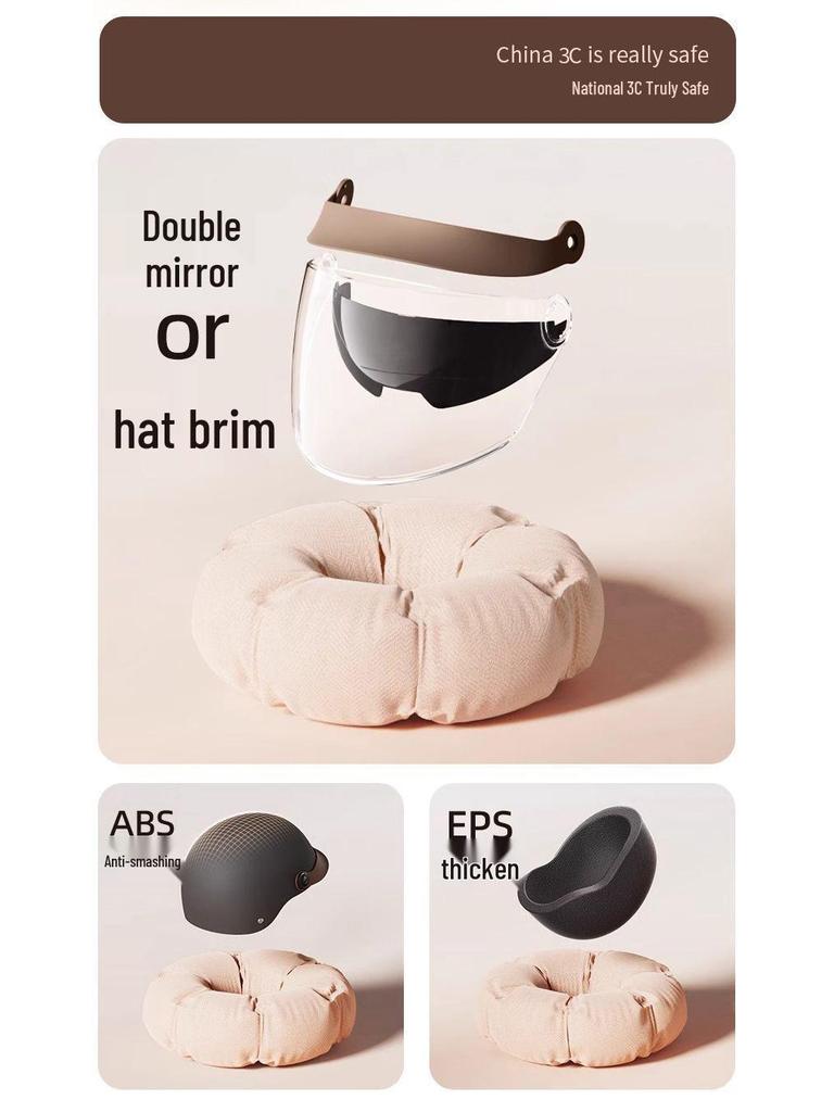 3C Certified Universal Electric Vehicle Helmet for Men & Women - Sun Protection, All-Season, Half Helmet