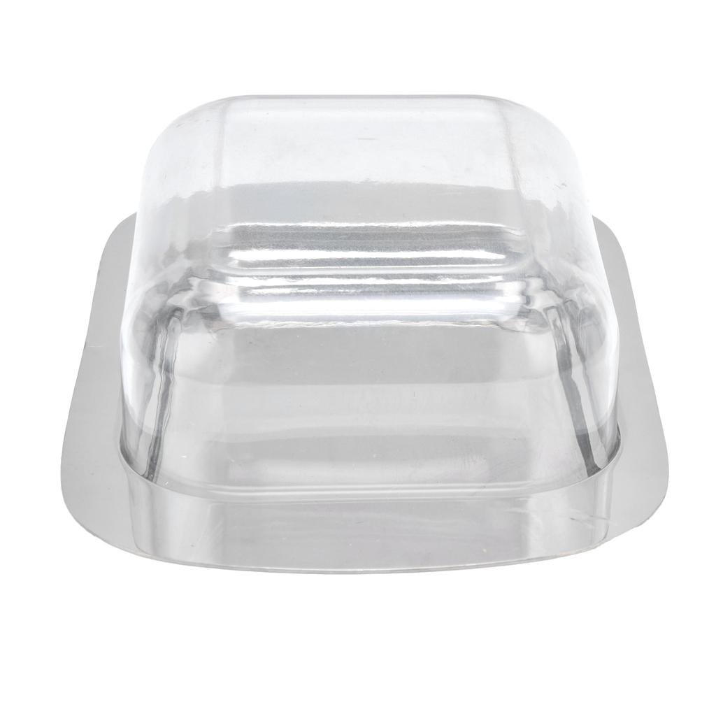 Stainless Container Quadrate Butter Steel Dish Cheese Keeper With Transparent Lid For Kitchen