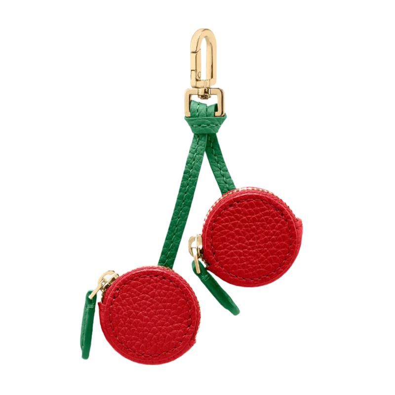 Fruit Shape Cherry Design Fruit Charm Coin Purse Blueberry Peach Cute Key Chain Mini Pouch Wallet Gift For Airtag Girl Women
