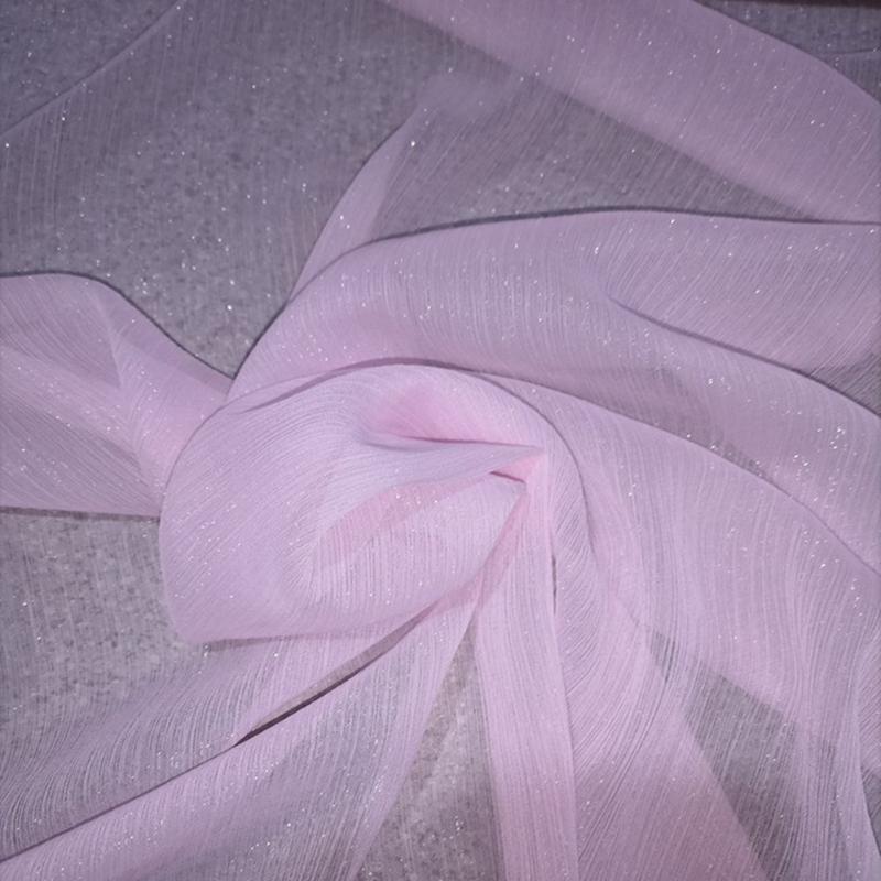 Dance Wear Fabric Blouse Metallic Lurex Organza Crepe 100% Polyester Glitter Fabric Wedding Girls Lightweight Breathable