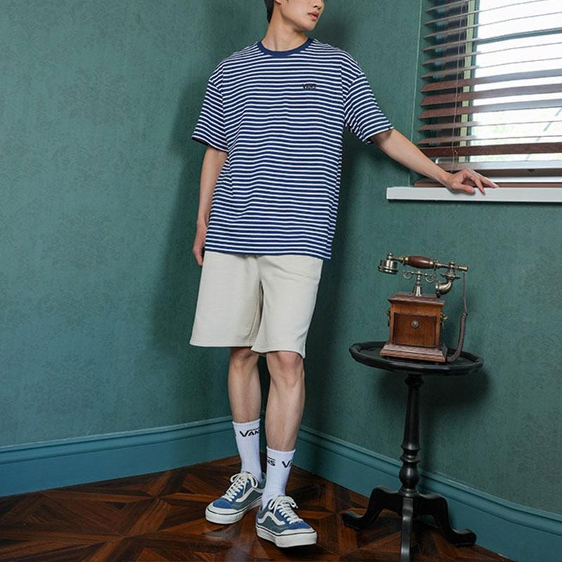 Vans Striped Loose Fit Crew Neck Short Sleeve T-Shirt Unisex Tops Blue White VN000FR2CGI1