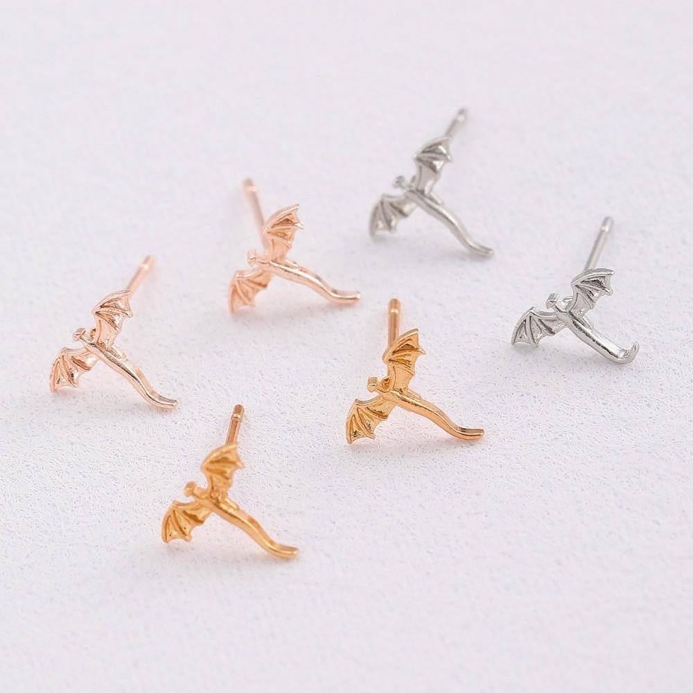 Personality Metal Stud Earrings Small Flying Dragon Stud Earrings Vintage Dragon Earrings  Daily