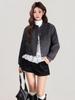 Flower gray design sense retro baseball jersey short coat women's autumn and winter wear niche loose jacket top