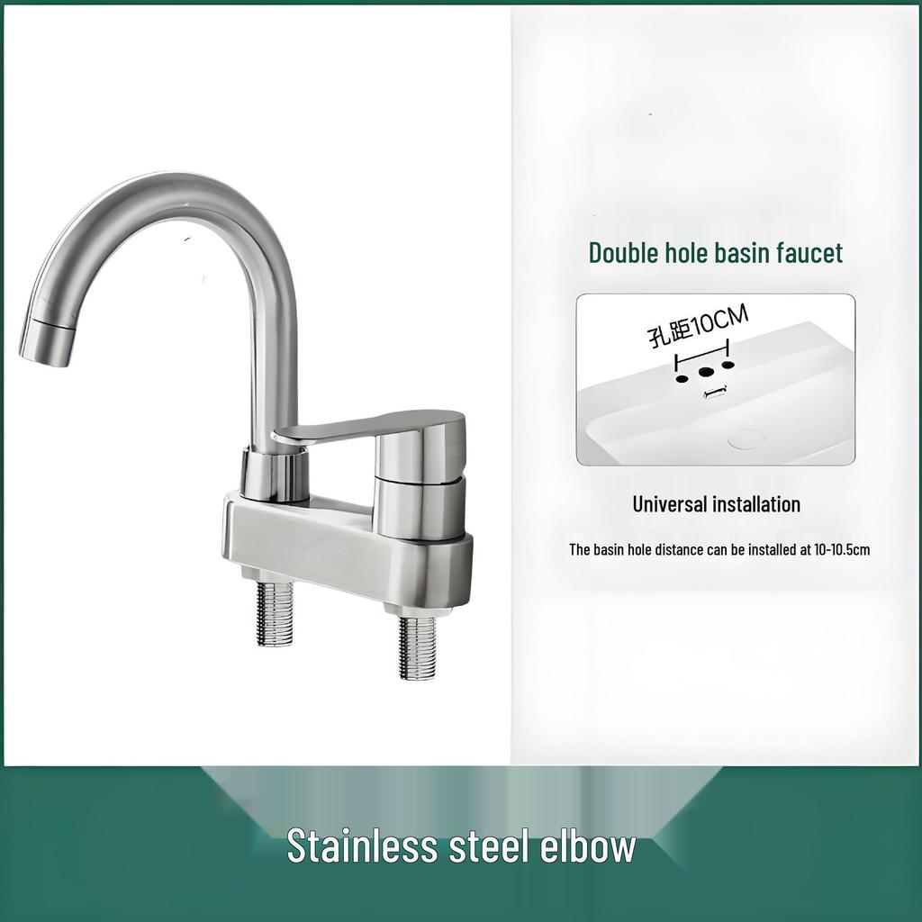 Vintage Two-in-One Bathroom Faucet: Double Hole, Hot & Cold Water, Three Hole Mixer Tap