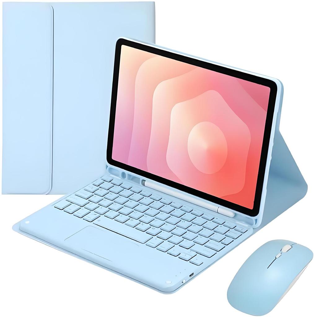 TransAudio 20 Pro Tablethülle: Bluetooth-Tastatur, Lederhülle, Magnetischer Stifthalter, Abnehmbare Maus.