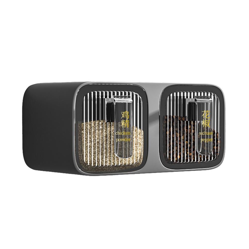 White Grey Seasoning Container 2/3 Grids Kitchen Storage  Kitchen Supplies