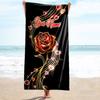 1PC Custom Name Rose Romance" Beach Towel Highly Absorbent And Sand-Resistant Towel for Swimming, Pool, Yoga, And Travel Lightweight