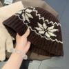 Printed Snowflake Jacquard Knitted Hat Warm Printing Knit Cap Jacquard Pattern Beanies  Autumn