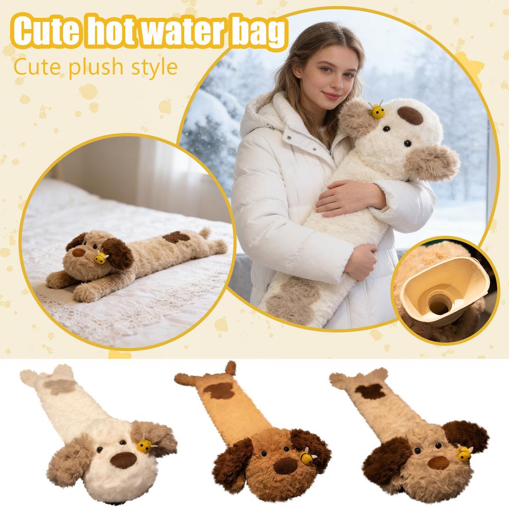 Hot Water Bottle With Soft Sleeve | Rubber Bee-shaped Dog Warming Product | Suitable For Home, Outdoor Travel, Night Vacation, Neck Warming