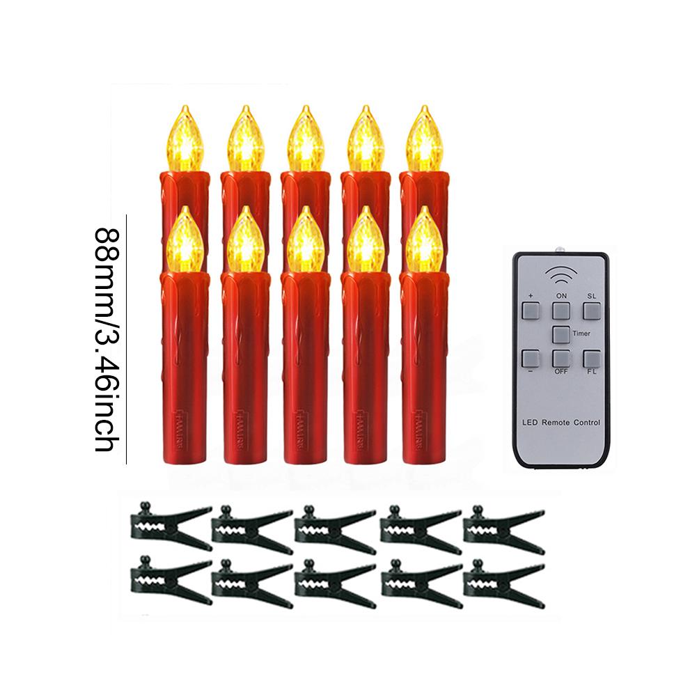 

10PCS LED Candles With Flashing Flames Battery Operated Christmas Tree Candle Timer Remote Control New year s Decoration Candle