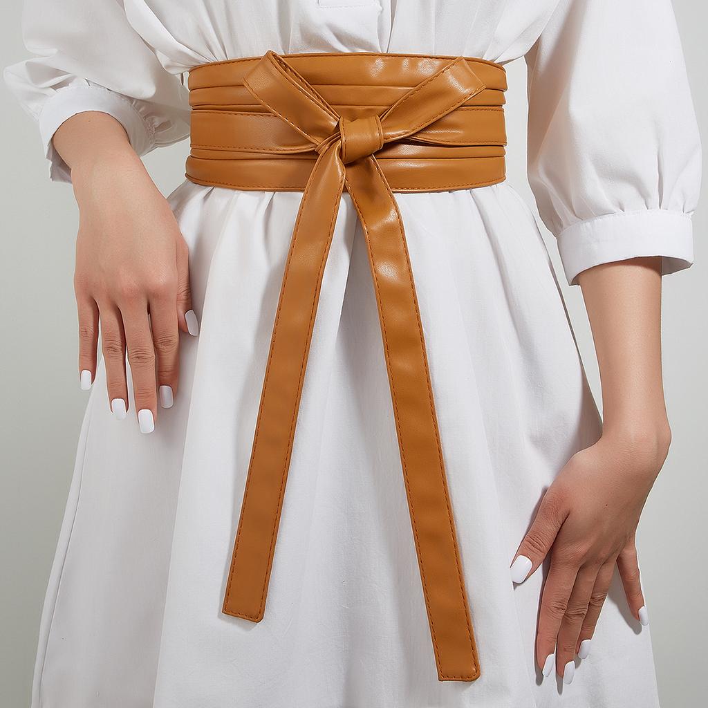 Wind Lady Knotted Wide Belt Retro Elastic Elastic Waist Seal Waist Decoration