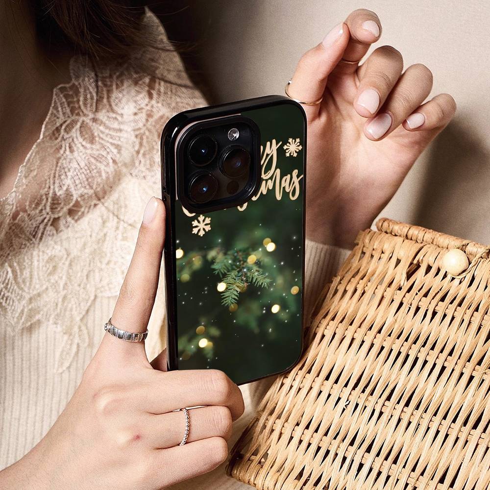 Christmas Tree Pattern Fashion Ins Phone Case For IPhone17 16 15 14 13 12 11 Pro Max Glossy HD Hard PC Cover