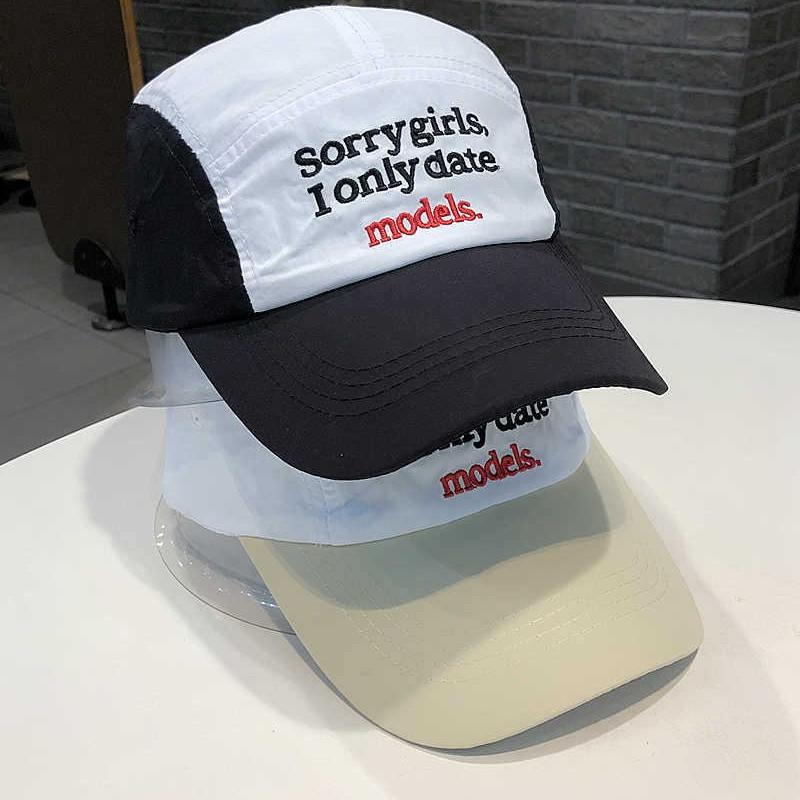 Fashion niche five-piece hat Korean version embroidered letter cap women's summer thin quick-drying couple baseball cap men show small face