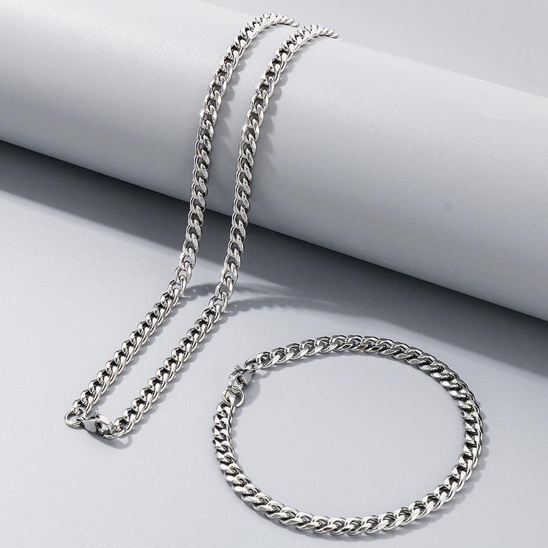 Halskette aus Titanstahl mit dicker Hip-Hop-Kette, Edelstahl sechsseitig geschliffene Kette mit Kettenschmuck