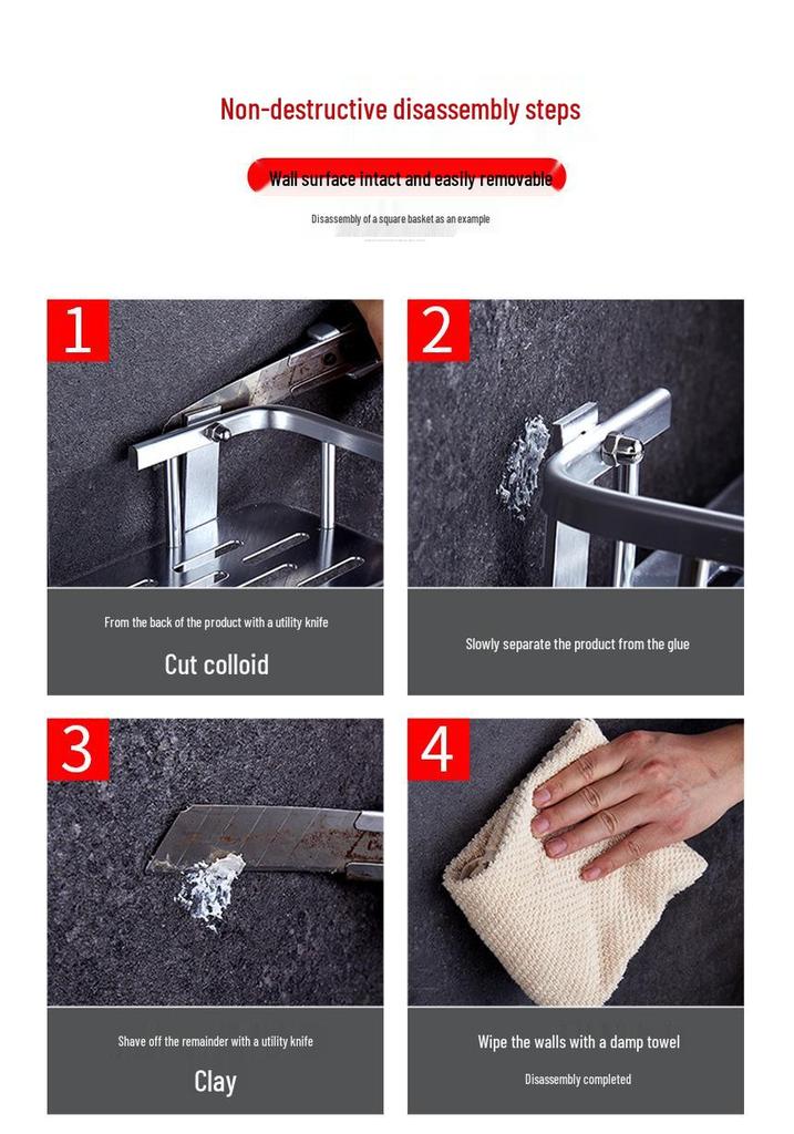 No-Drill Stainless Steel Wall-Mount Towel Bar for Bathrooms