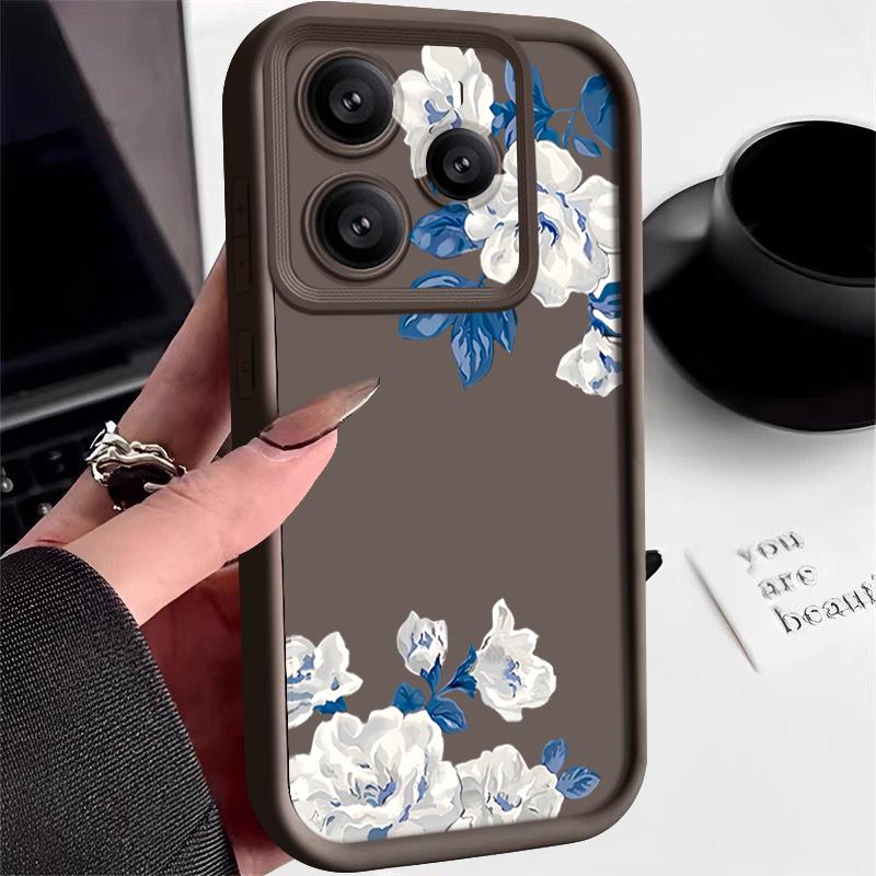 White Gardenia Floral Pattern Case For Xiaomi 14T 13T 11T Pro Funda Redmi Note 14 13 Pro 5G 4G 12 11 Shockproof Bumper Silicone Cover