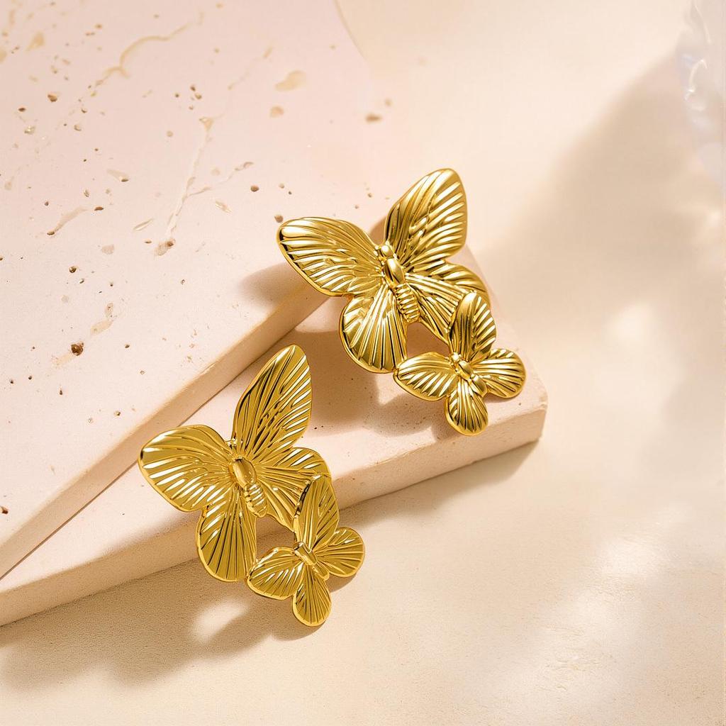 Geometric Irregular 18k Gold Titanium Steel Earrings for Women