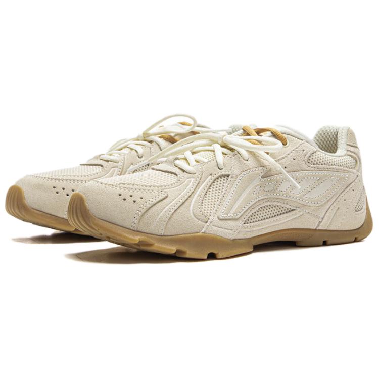 Li Ning Minimalist Fashion Shock Absorbing Wear Resistant Low Top Casual Shoes Women Sneaker Off-White Xuan-Paper-White AZGV030-4