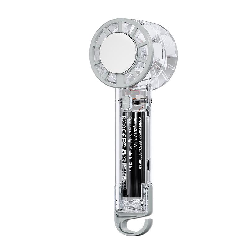

USB Rechargeable Portable Transparent Cooling Fan with Hook for Outdoor and Desktop Use 54*51.5*142mm білий