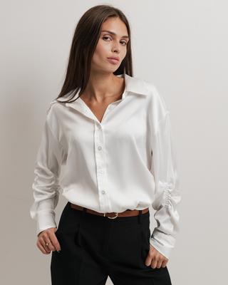 Μπλούζα με μανίκια με σούρες Modalinda 46353 36 λευκή