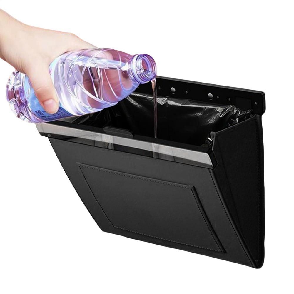 Car Trash Bag Magnetic Closure Backseat Interior Storage Foldable Travel Trash Bag For Road Trips Weekend Outdoor Adventures