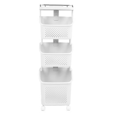 Rolling Laundry Hamper PP ABS Laundry Shelf Clothes Storage Basket Organizer with 4 Wheels for Home Kitchen Bathroom 3