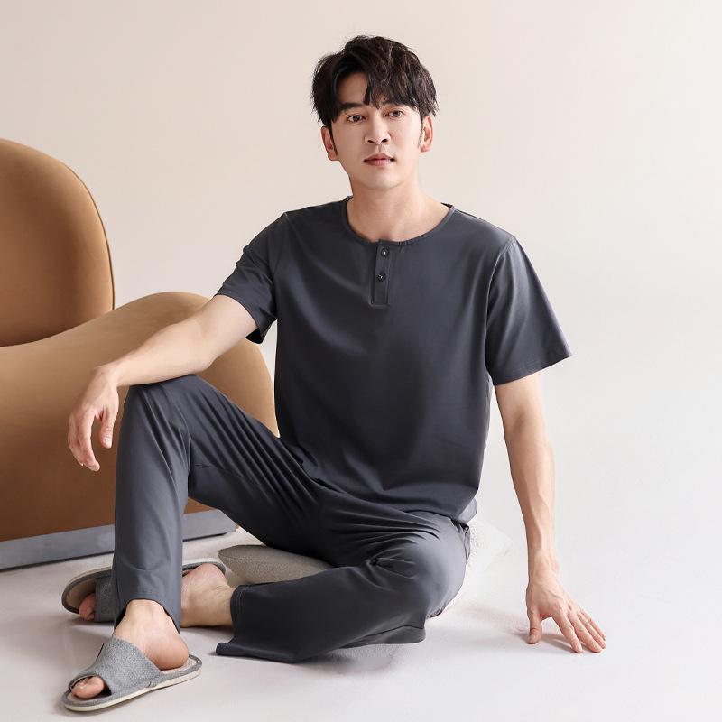 

Модальные мужские пижамы с коротким рукавом, летние брюки, простые, для молодых мальчиков, мужской комплект домашней одежды, пижамы, мужские L for 50-67kg