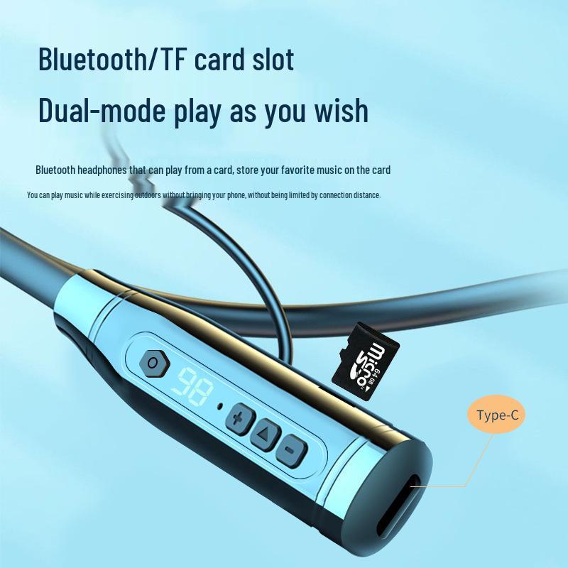 Dopni Long-Lasting Bluetooth Neckband Headphones with Large Battery & Dual-Ear Power Display