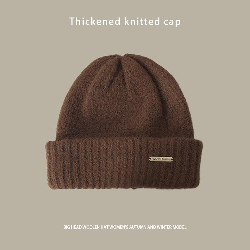 Women's Woolen Melon Cap: Warm, Solid Color Knit Hat for Autumn and Winter Outdoor Wear