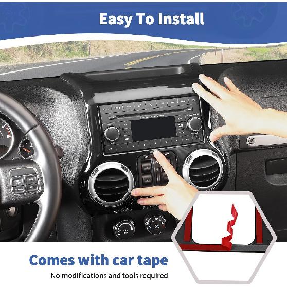 RT-TCZ for Jeep JK Black Dash Console Radio Screen/Vents Cover Trim for Jeep Wrangler JK JKU 2011-2017 ABS Interior Accessories 1pc