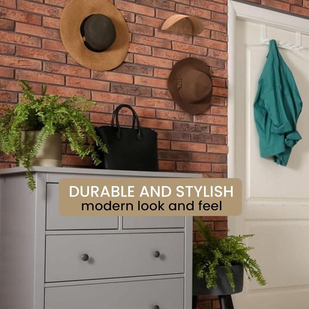 Portable Wall Mounted Cowboy Hat Rack Wooden Punch-free Hat Hanger Keep Original Shape Multifunctional Display Rack