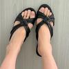 Cowhide version! Temperament commuter wedge heel one-word cool slippers women's new kinked open-toed half slippers