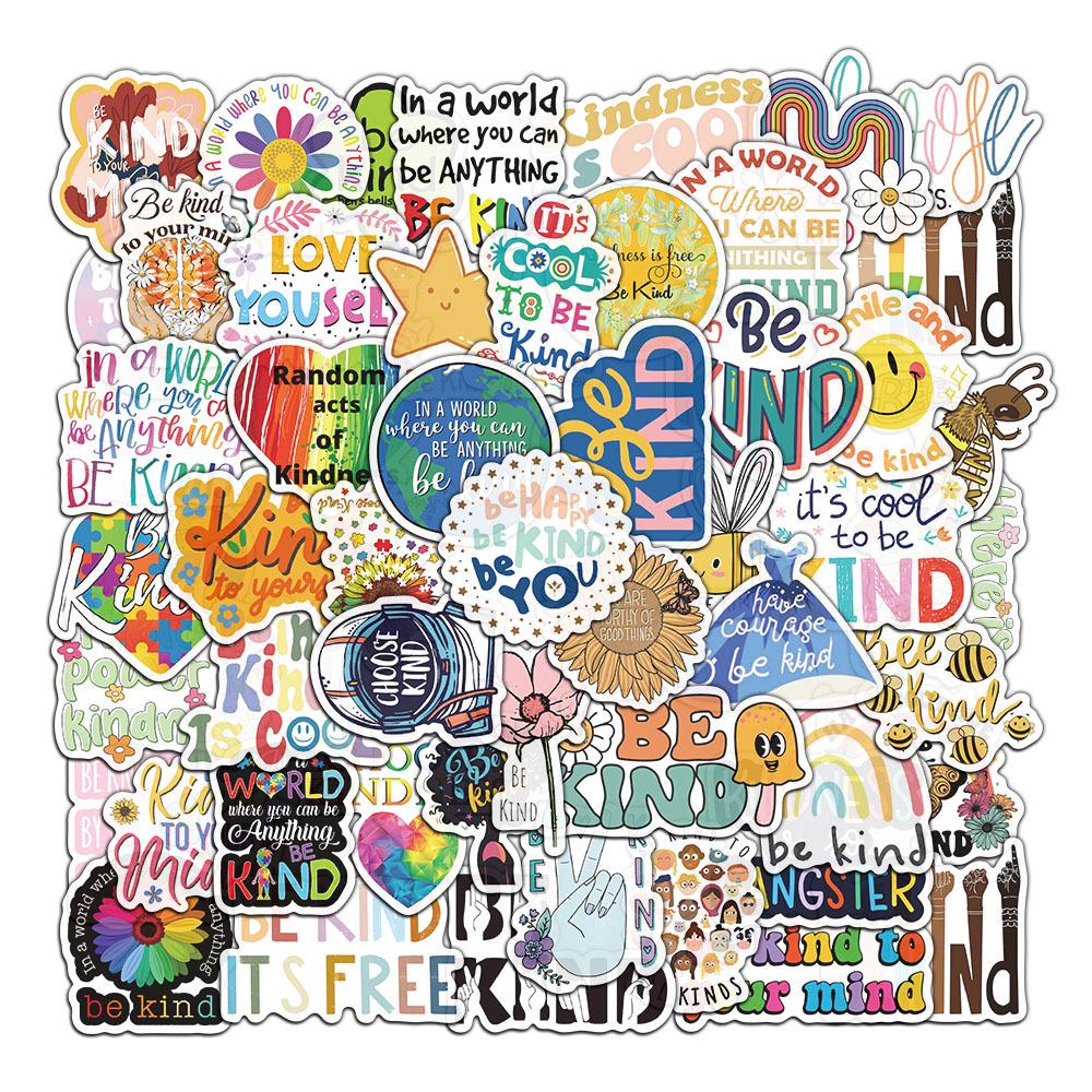 50-Piece Be Kind Friendly Personality Sticker Set for DIY Phone Cases & Notebooks