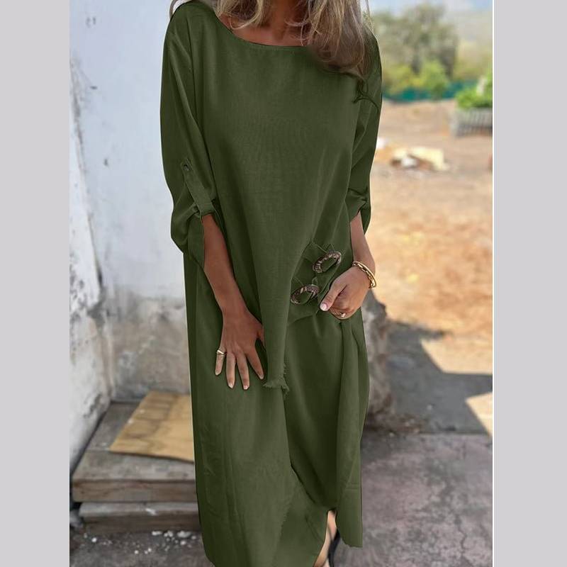 Geometric Pattern Loose Fit Long Robe Set With Crinkle Fabric For Casual Women Spring Summer