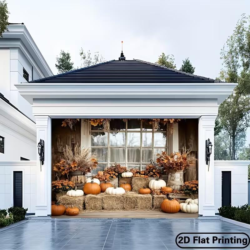 Rustic Fall Pumpkin Tapestry Farmhouse Porch Scene Wall Hanging for Party & Photography