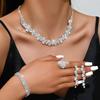 Shiny Diamond-Inlaid High-End Necklace Set: European & American Luxury, Lightweight Elegance, Four-Piece