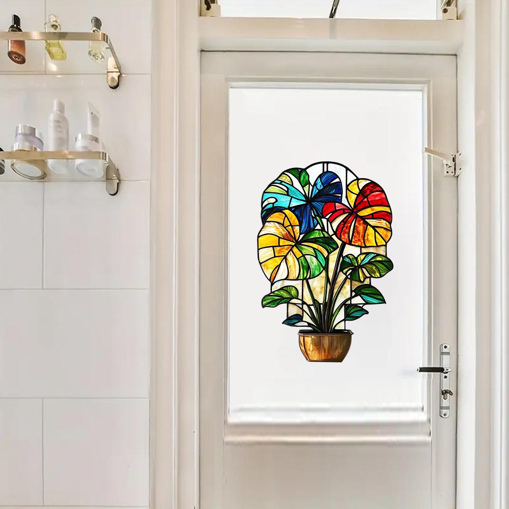 Creative Painted Turtle-back Leaf Potted Plants Balcony Glass Windows Home Beautification and Decoration Static Electricity Window Stickers