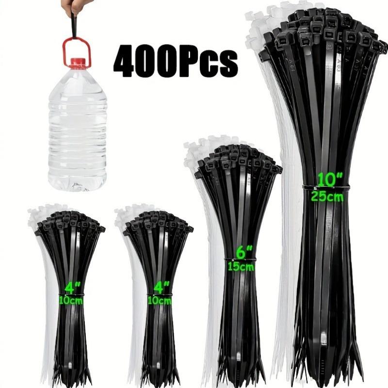 

400 Self-Locking Nylon Cable Ties - High Tensile Strength, UV Resistant, Multiple Lengths (40.64/20.32/15.24 cm) чорний