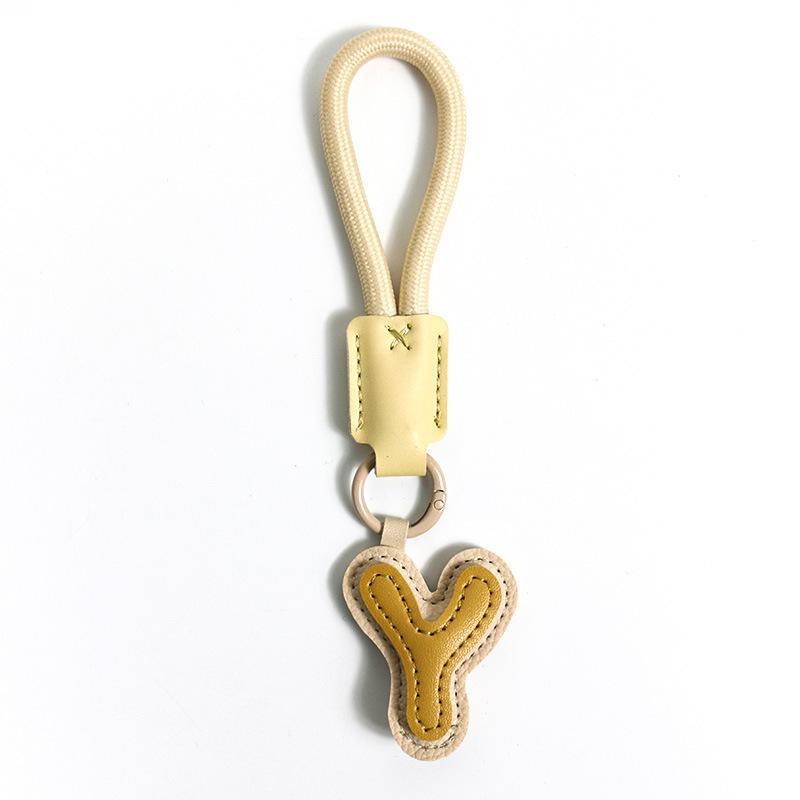 High-End Leather Alphabet Keychain Bag Pendant