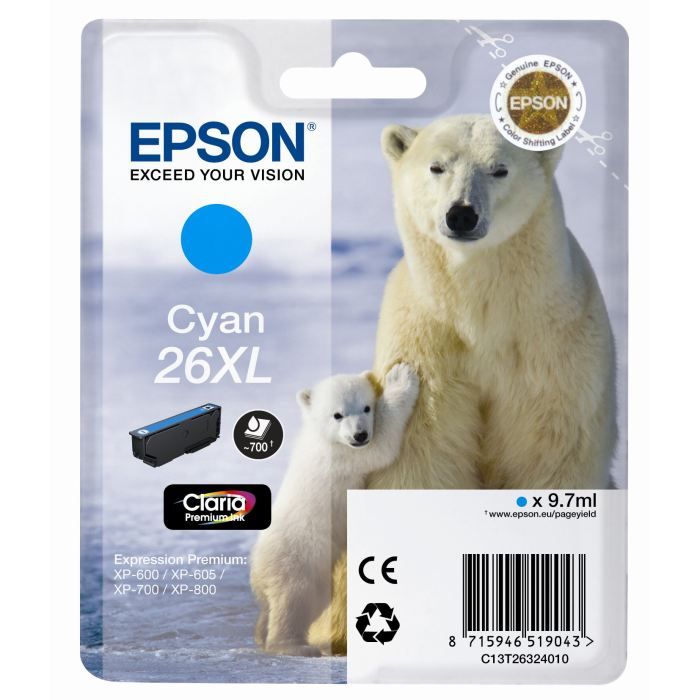 Epson T2632 XL Ours Polaire Cartouche d'encre Cyan