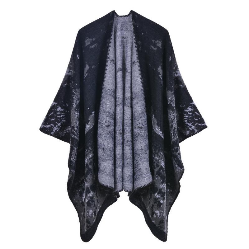 Women's scarf shawl creative new fashion imitation cashmere jacquard split fork thickened large cape air conditioner warm shawl