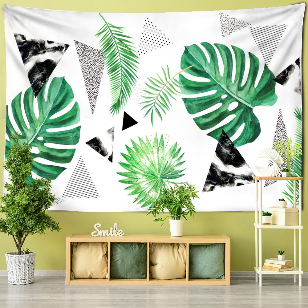 

Кокосовые листья гобелен настенный зеленый тропические растения бохо хиппи тапеция эстетика комната домашний декор 200x150cm